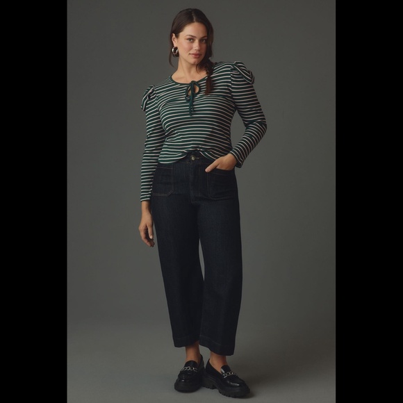 Anthropologie Porridge Puff-Sleeve Tie-Front Top - Picture 7 of 16